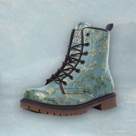 Almond Blossoms Van Gogh Leather Unisex Boots