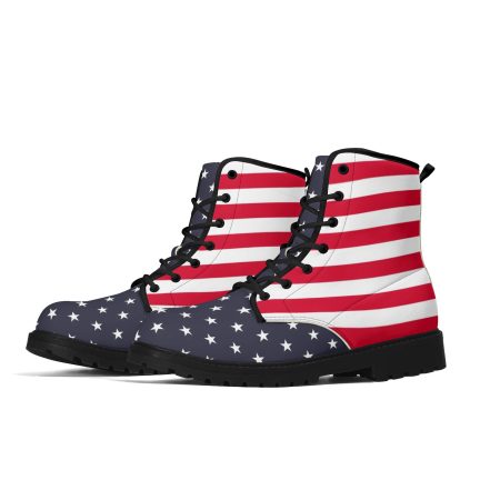 American Flag Men Leather Boots