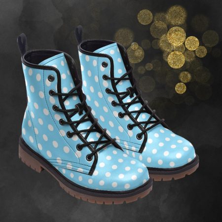 Baby Blue Polkadots Boots: Light Spring Summer Fall Winter Leather Boots