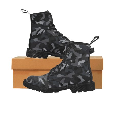 Black Camo Men Combat Boots