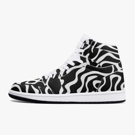 Black White High Top Leather Shoes Sneakers