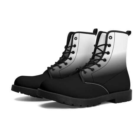 Black White Ombre Men Leather Boots