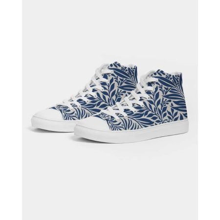 Blue And Cream Hightop Canvas Shoes