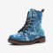 Blue Camouflage Casual Leather Lightweight Boots | Combat Boots | Navy Boots | Labor Day Sale