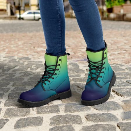 Blue Green Ombre Women Leather Boots
