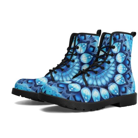 Blue Mandala Women Leather Boots