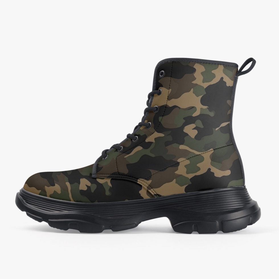 Camo Leather Chunky Boots