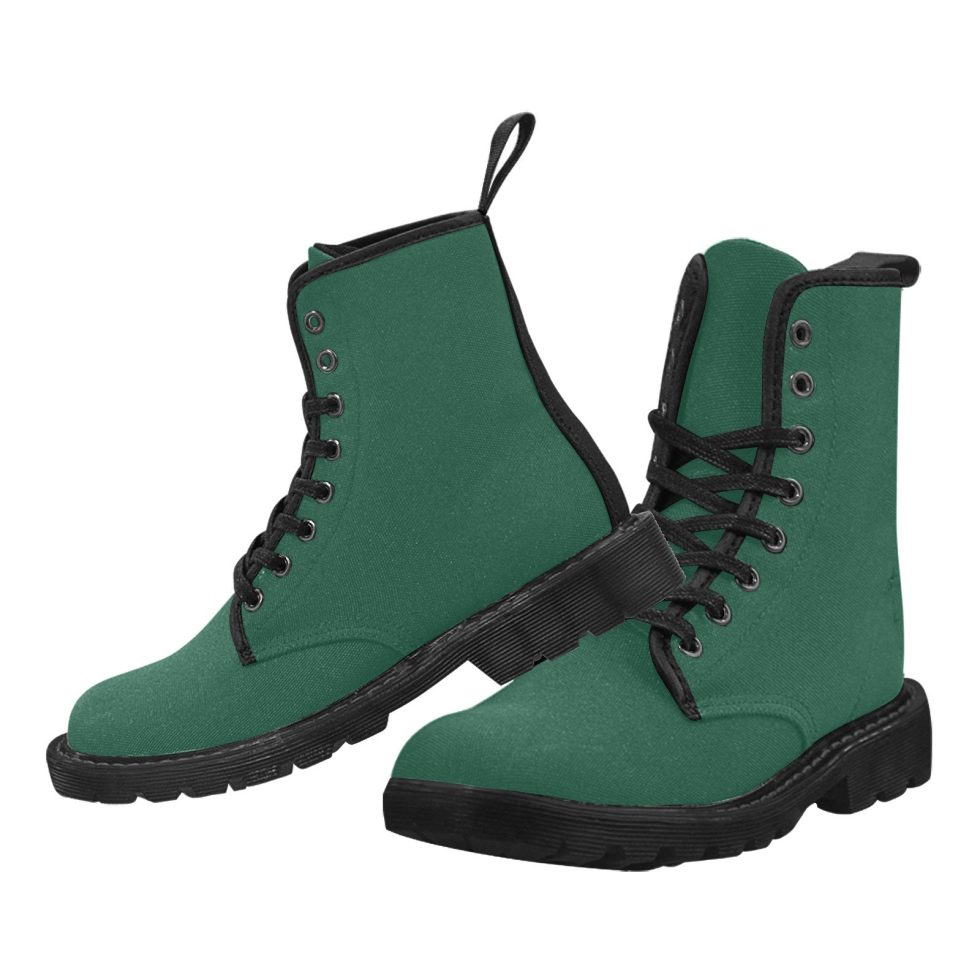 Dark Green Women Combat Boots