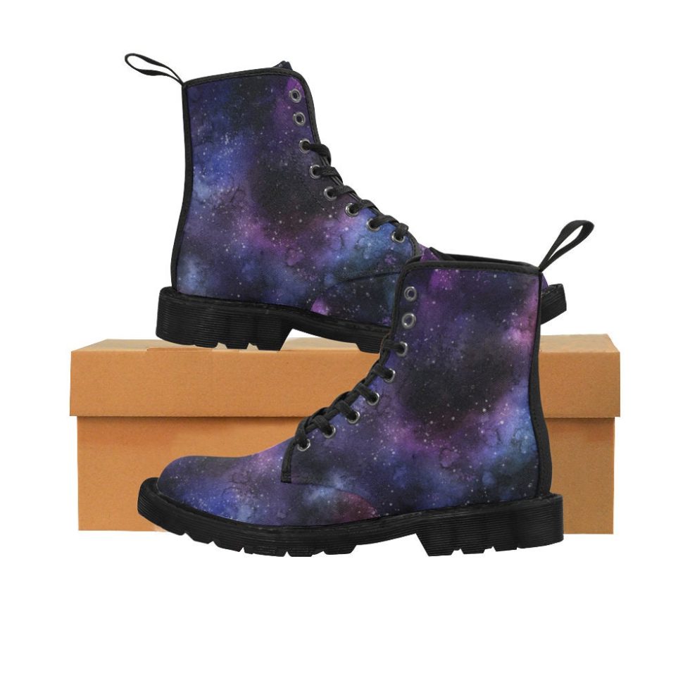 Galaxy Space Boots Women's Vegan Canvas Lace Up Shoes