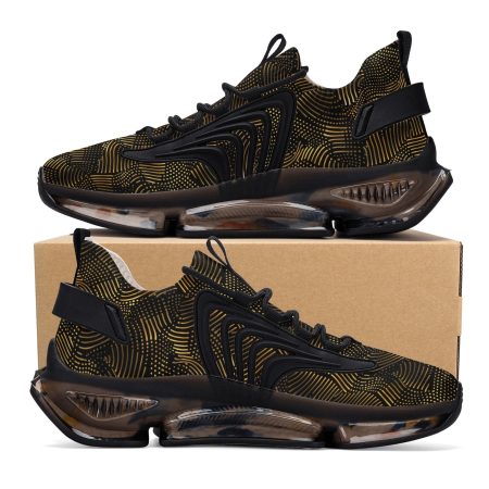 Gold And Black Men Air Cushion Sneakers