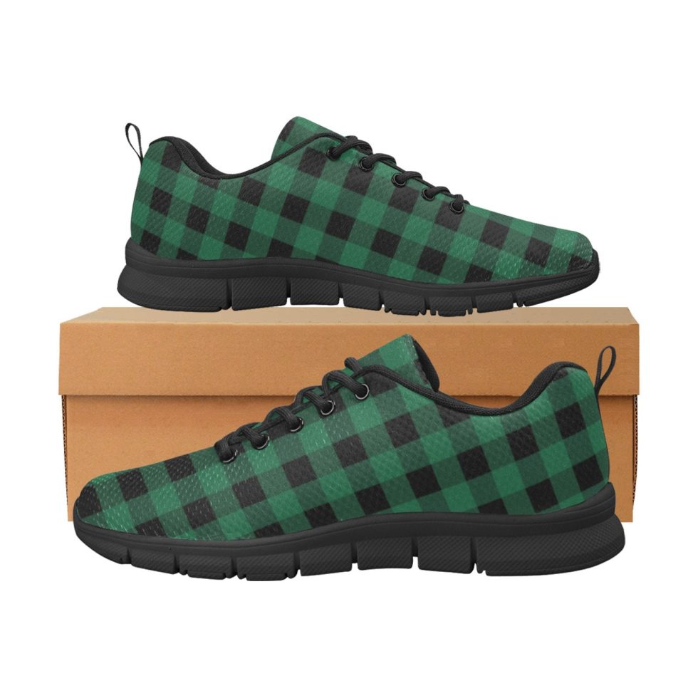 Green Buffalo Plaid Women Sneakers Shoes