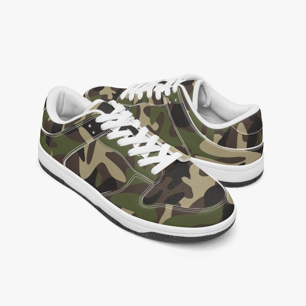 Camouflage Sneakers White Black Low Top Lace Up Women Men Aesthetic Flat Shoes