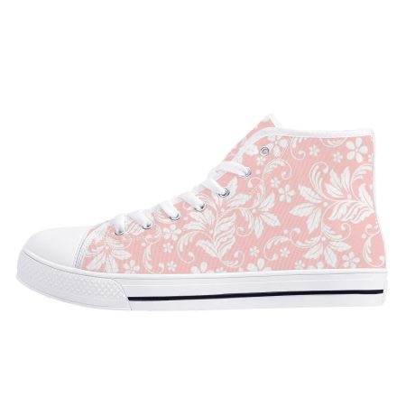 Pink Floral Women High Top Shoes