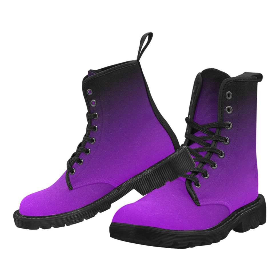 Purple Black Ombre Women's Combat Boots