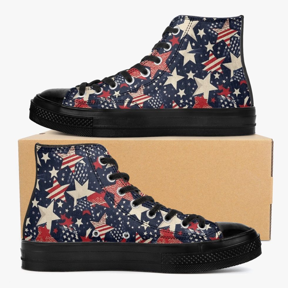 Red White Blue Stars High Top Shoes Sneakers
