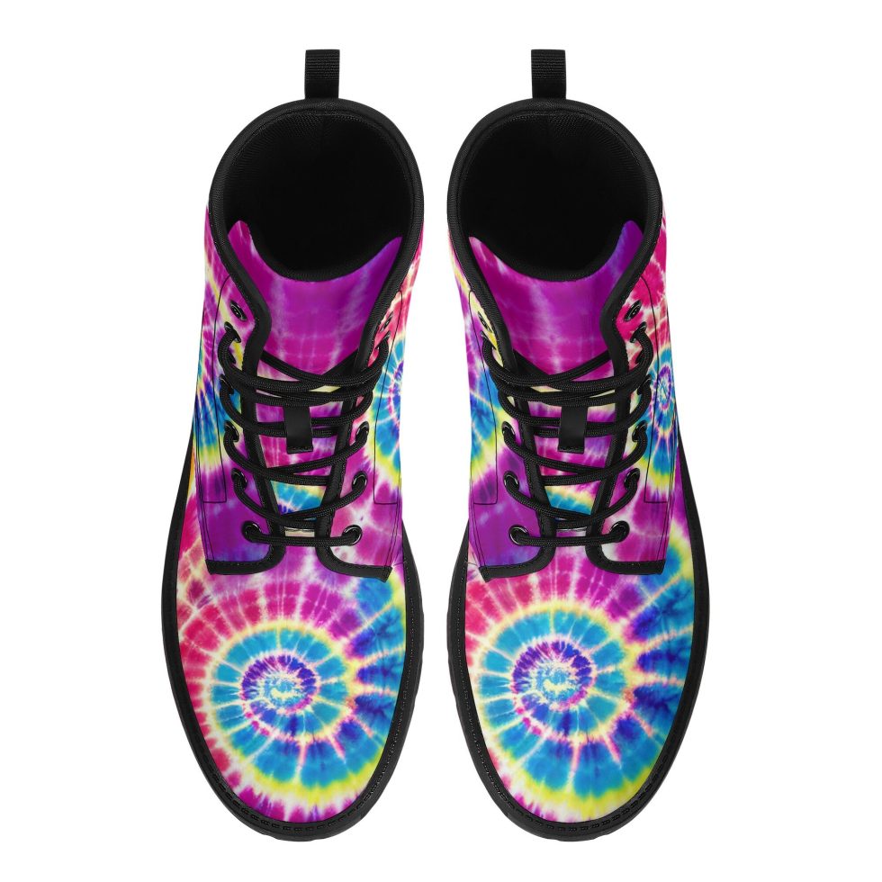 Hippie Purple Vegan Lace Up Shoes Festival Black Ankle Combat Rave Winter Waterproof Custom Gift