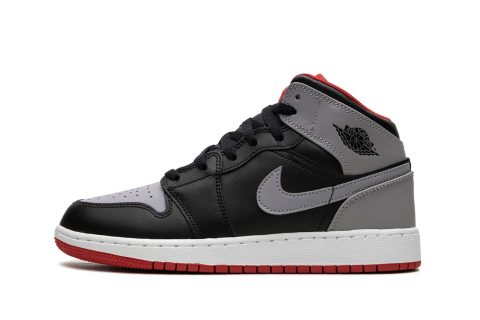 Air Jordan 1 Mid Gs "black Grey Red"