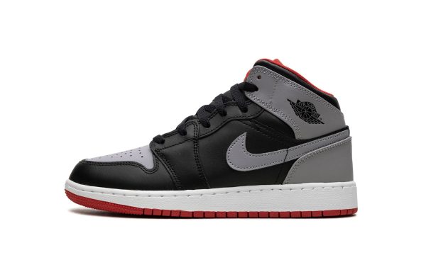 Air Jordan 1 Mid Gs "black Grey Red"