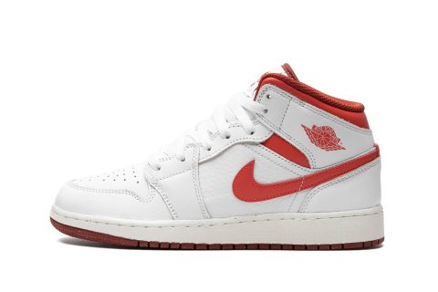 Air Jordan 1 Mid Se Gs "white Dune Red"