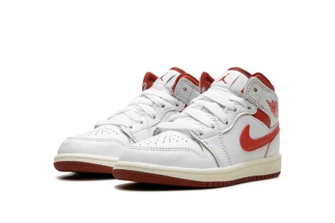 Air Jordan 1 Mid Se "white/lobster/dune Red/sail/vachetta Tan"