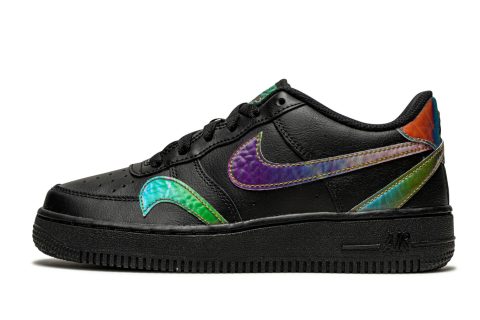 Nike Kids Air Force 1 Low Lv8 Gs "misplaced Swooshes - Black"