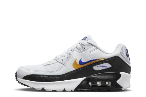 Nike Kids Air Max 90 Gs "double Swoosh White Black Gold Royal"