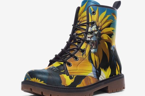 Shoes Fashion Dreamy Lion And Sunflower Hippie Boots