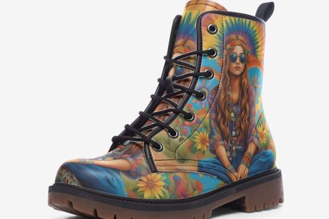 Rainbow-motif Leather Boots For The Free-spirited Hippie