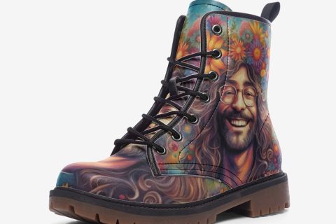 Shoes Fashion: Cheerful Hippie Guy Bohemian Man Casual Leather Lightweight Boots For Hippies