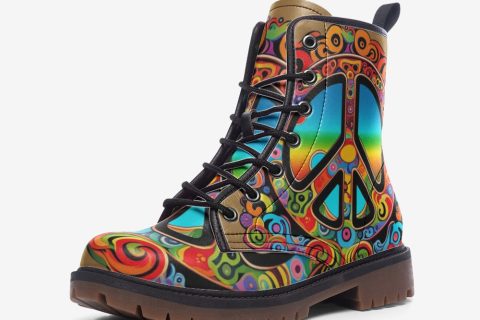 Shoes Fashion: Colorful Peace And Love Symbol Shoes For Hippies