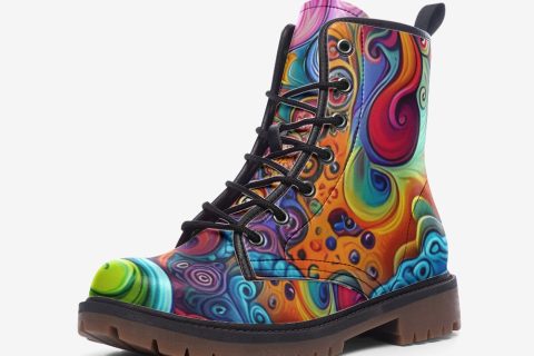 Shoes Fashion' Colorful Waves: Hippie-inspired Casual Leather Boots