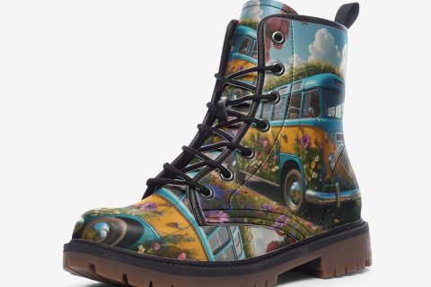 Shoes Fashion' Hippie-chic Floral Kombi Van Boots