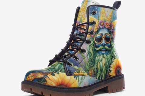 Shoes Fashion' Green Beard Hippie Guy Casual Leather Lightweight Boots For Hippies