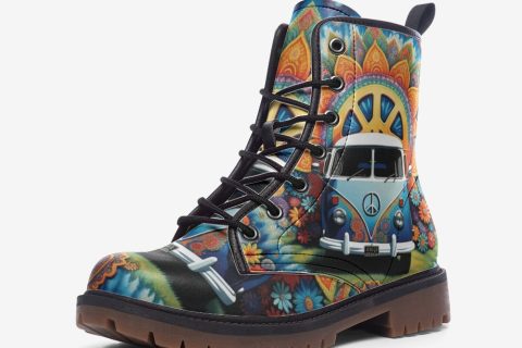 Elevate Your Hippie Style With Emerald Blossom's Kombi Van Leather Lightweight Boots