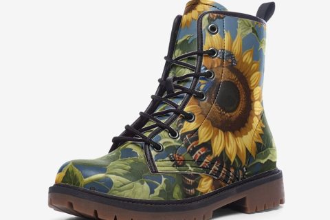 Shoes Fashion' Hippie-style Sunflower Field Leather Boots