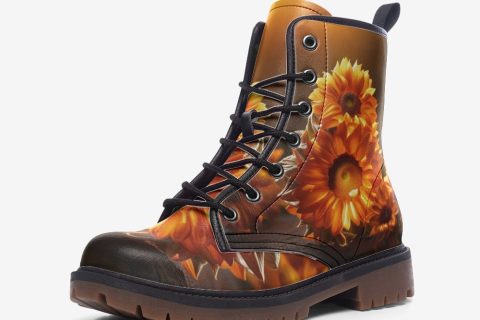 Shoes Fashion: Sunflowers Bloom - Cozy Vibes Leather Boots For Hippies