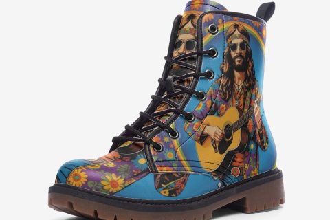 Shoes Fashion' Hippie With The Guitar Leather Lightweight Boots For Bohemian Souls