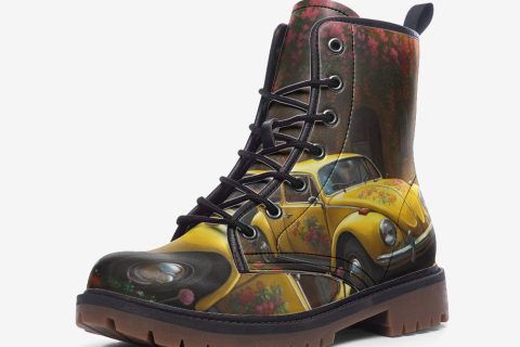 Shoes Fashion Yellow Volkswagen Beetle Casual Leather Lightweight Boots For Hippies