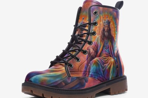 The King Of The Throne: Unique Tie-dye Leather Boots For Free-spirited Hippies