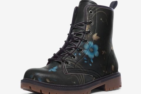 Whimsical Blue Flower Cottage-core Casual Leather Shoes For Free-spirited Hippies